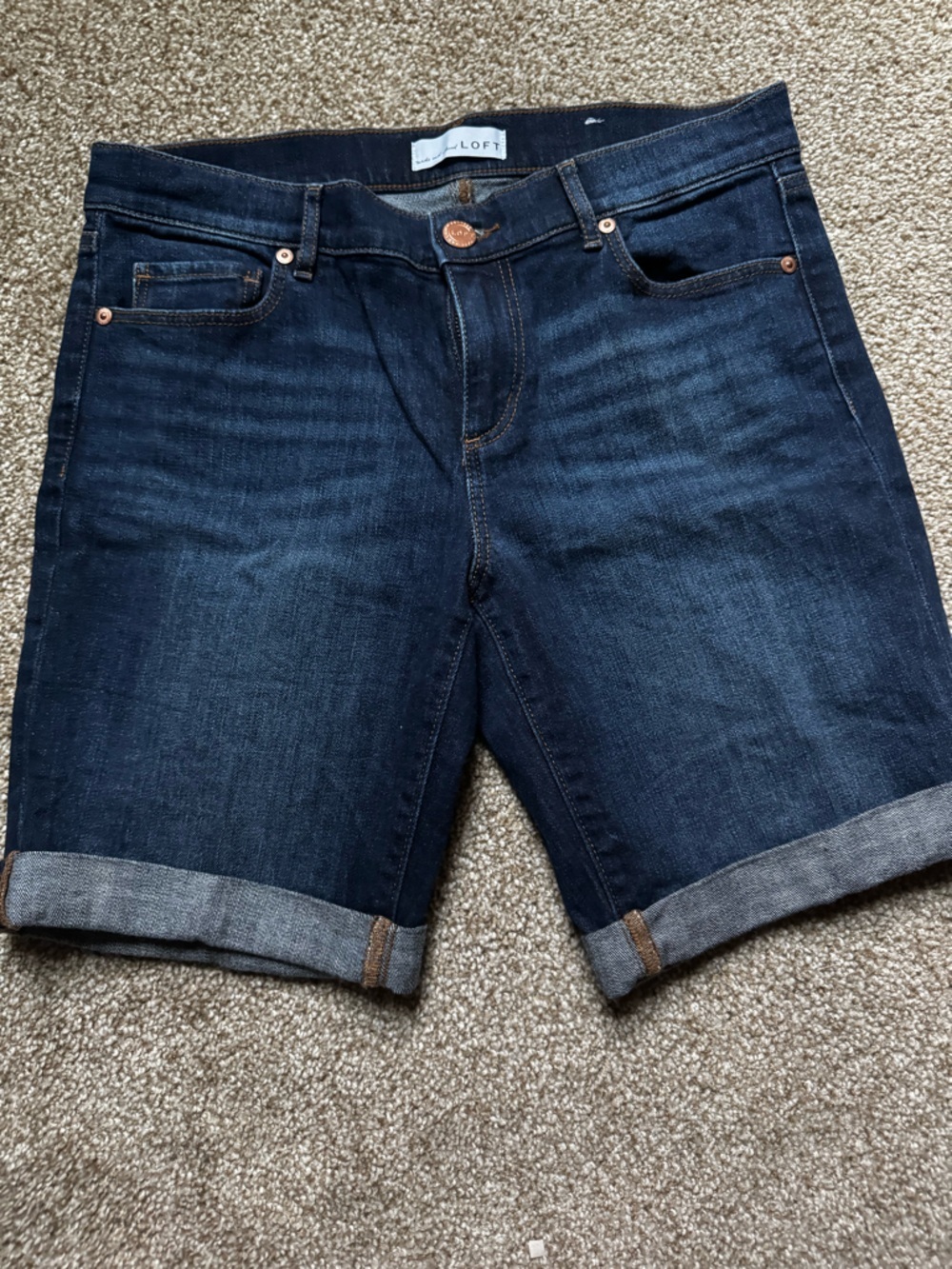 LOFT Women’s Dark Indigo Straight Denim Shorts